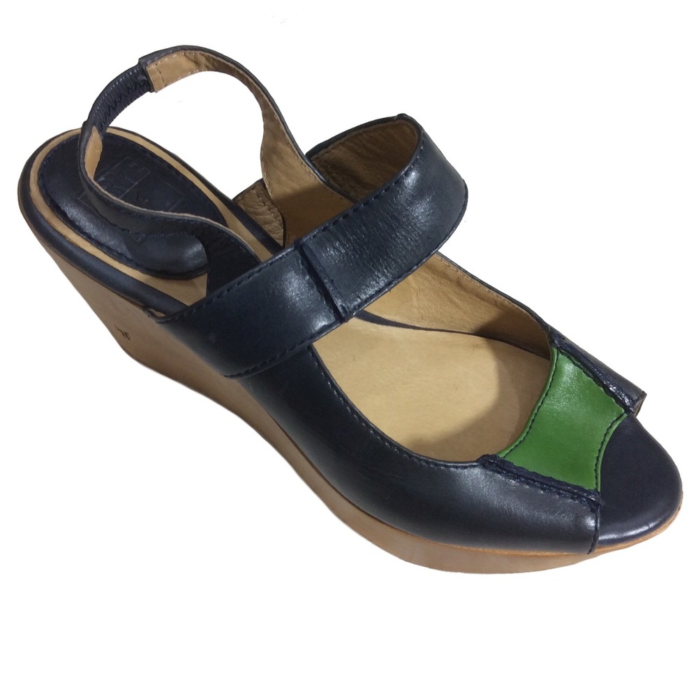 Frye Green Blue Leather Slingbacks